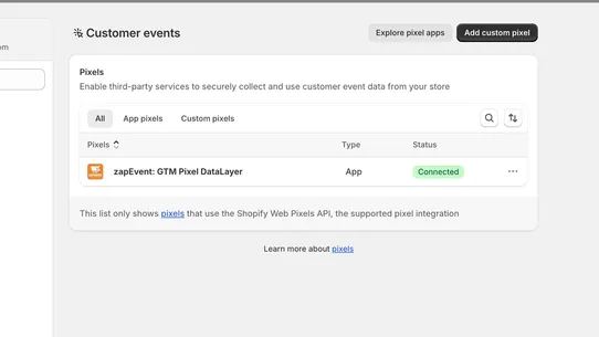 zapEvent: GTM+Pixel DataLayer screenshot