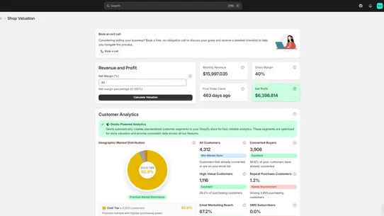 Dexits ‑ Store Valuation Tool screenshot