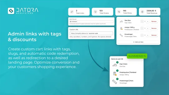 Datora | Share Cart Link screenshot