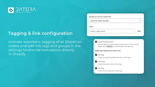 Datora | Share Cart Link screenshot