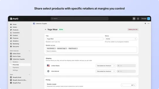 Shopify Collective: Supplier screenshot