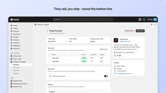 Shopify Collective: Supplier screenshot