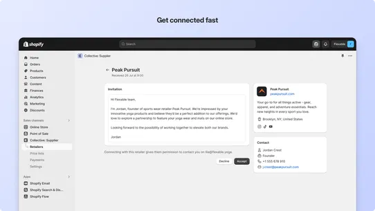 Shopify Collective: Supplier screenshot