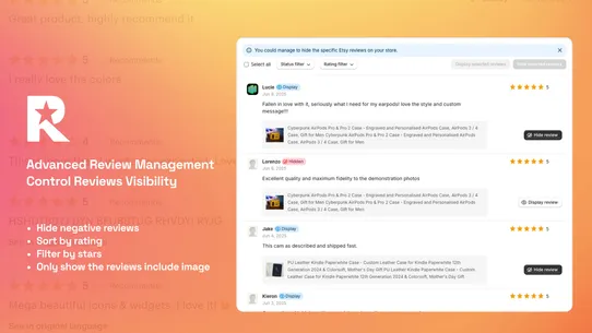 ReviewDock Etsy Reviews screenshot