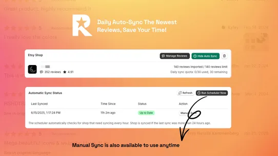 ReviewDock Etsy Reviews screenshot