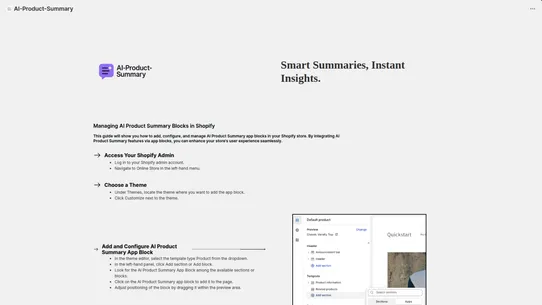 AI Product Summary screenshot