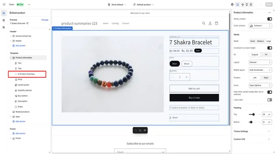 AI Product Summary screenshot