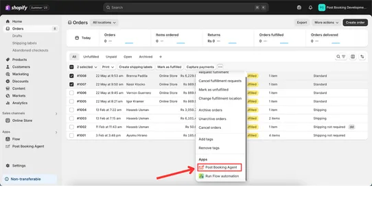 Post Booking Agent screenshot