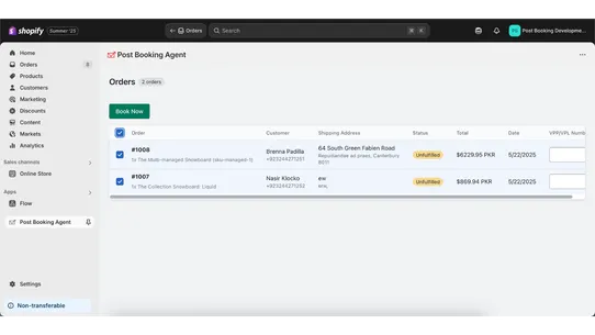 Post Booking Agent screenshot