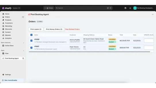 Post Booking Agent screenshot