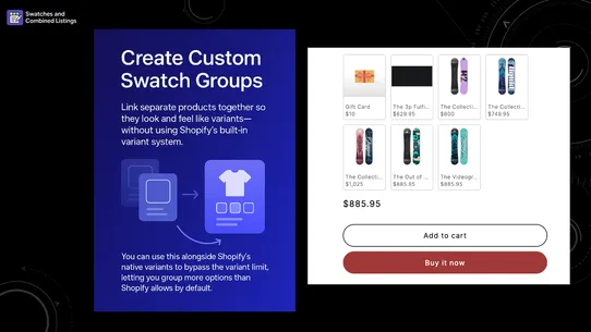 Swatches and Combined Listings screenshot