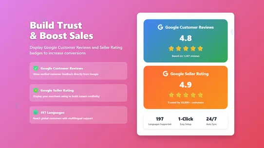 Google Reviews Trust Badges HP screenshot