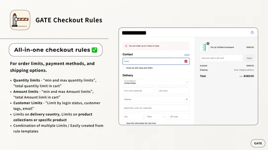 GATE Checkout Rules screenshot