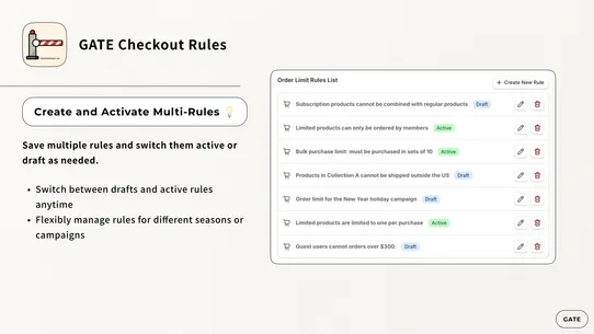 GATE Checkout Rules screenshot