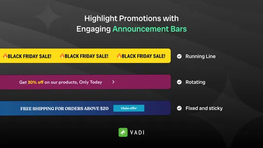 Vadi ‑ Quick Announcement Bar screenshot