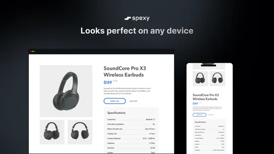 Spexy – Specification Table screenshot
