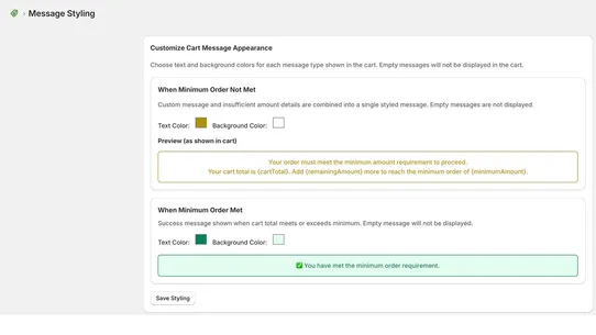 Simple Minimum Order screenshot