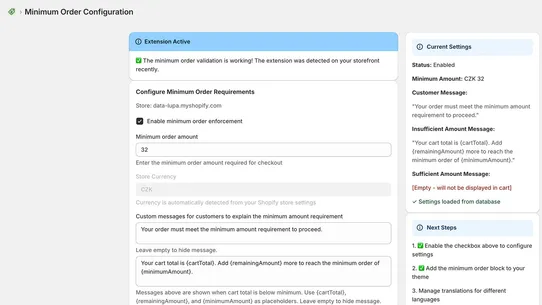 Simple Minimum Order screenshot