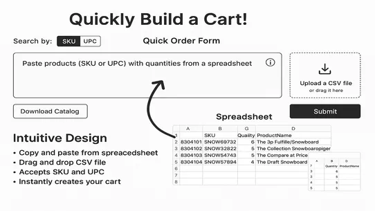 QuickCart B2B / Upload CSV screenshot