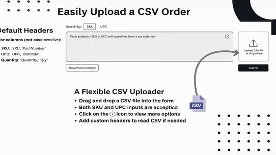 QuickCart B2B / Upload CSV screenshot