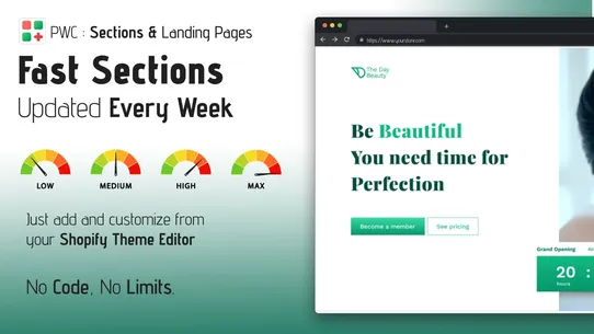 PWC: Section &amp; Landing Pages screenshot