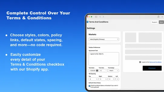 TC Term and Condition Checkbox screenshot
