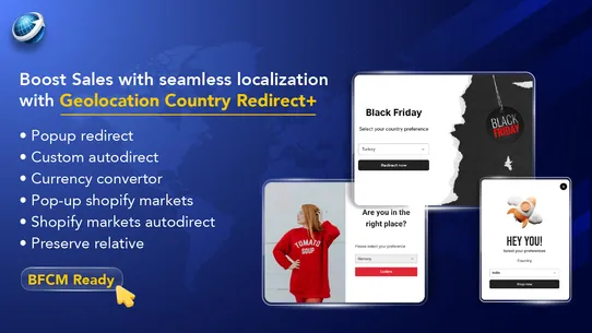 Geolocation country redirect screenshot