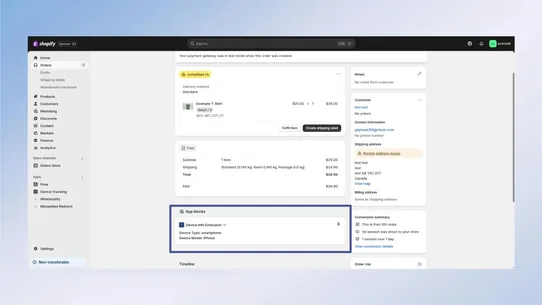 Device Tracking Extension screenshot