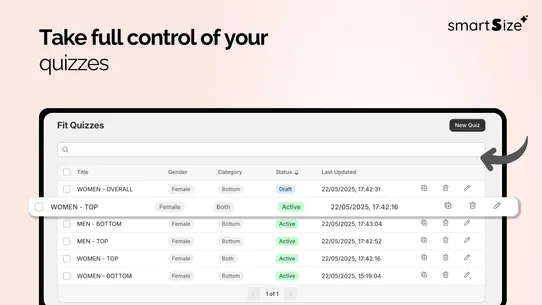 SmartSize Fit Quiz Recommender screenshot