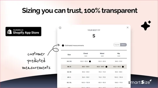 SmartSize Fit Quiz Recommender screenshot