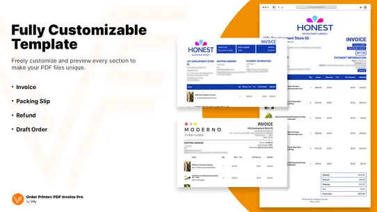 Vify Order Printer PDF Invoice screenshot