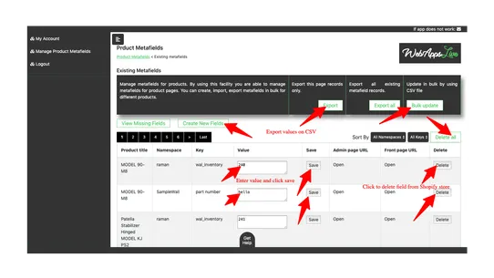 WebAppsLive ‑ Fields Manager screenshot