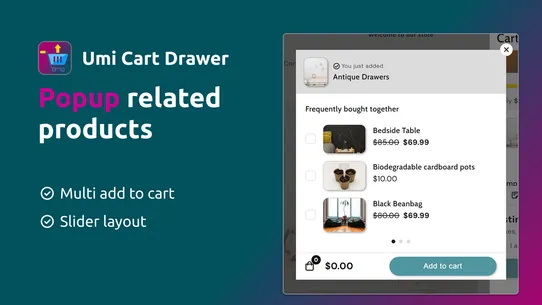 Umi Cart Upsell Cart Drawer screenshot