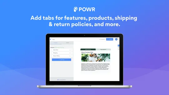 POWR Product Tabs screenshot