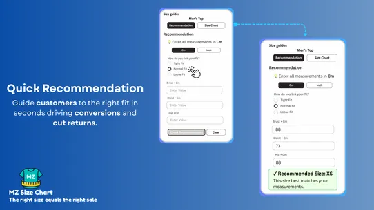 MZ Size Chart &amp; Size Guide screenshot