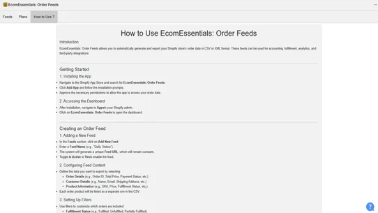 EcomEssentials: Order Feeds screenshot