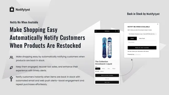 Notifylyst ‑ Back in Stock screenshot