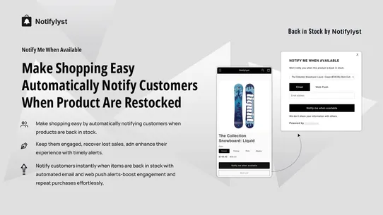 Notifylyst ‑ Back in Stock screenshot