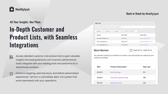 Notifylyst ‑ Back in Stock screenshot