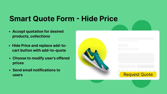 Request a Quote &amp; Hide Prices screenshot