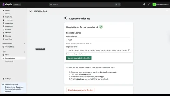 Logtrade checkout screenshot