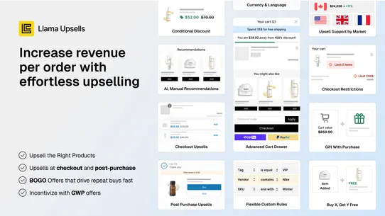 Llama Upsells screenshot
