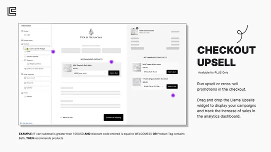 Llama Upsells screenshot