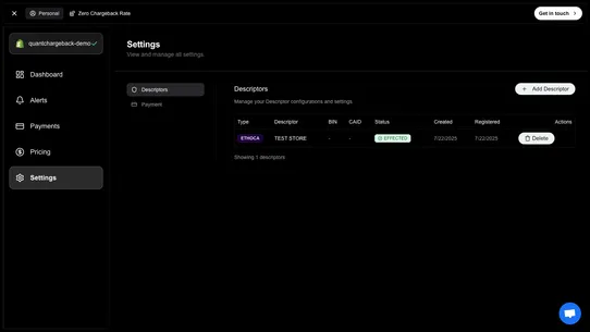 QuantChargeback Alerts screenshot