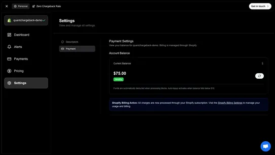 QuantChargeback Alerts screenshot