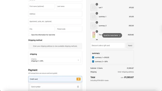 Enhanced Checkout Options screenshot