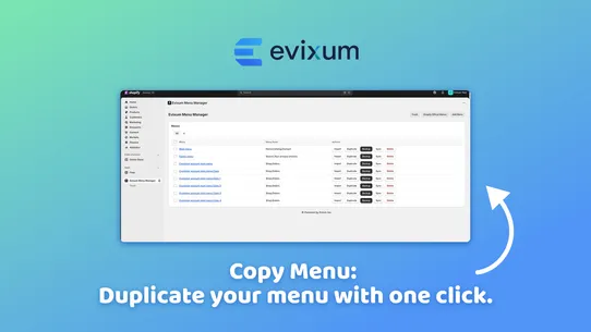 Evixum Menu Manager screenshot