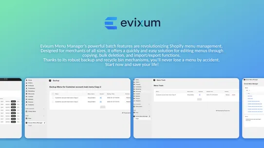 Evixum Menu Manager screenshot