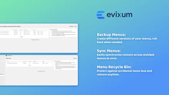 Evixum Menu Manager screenshot