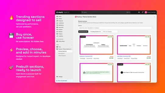 Factory: Theme Section Store screenshot